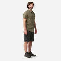 חולצת טיולים קצרה לגברים דגם TRAVEL 100 - חום
