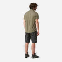 חולצת טיולים קצרה לגברים דגם TRAVEL 100 - חום