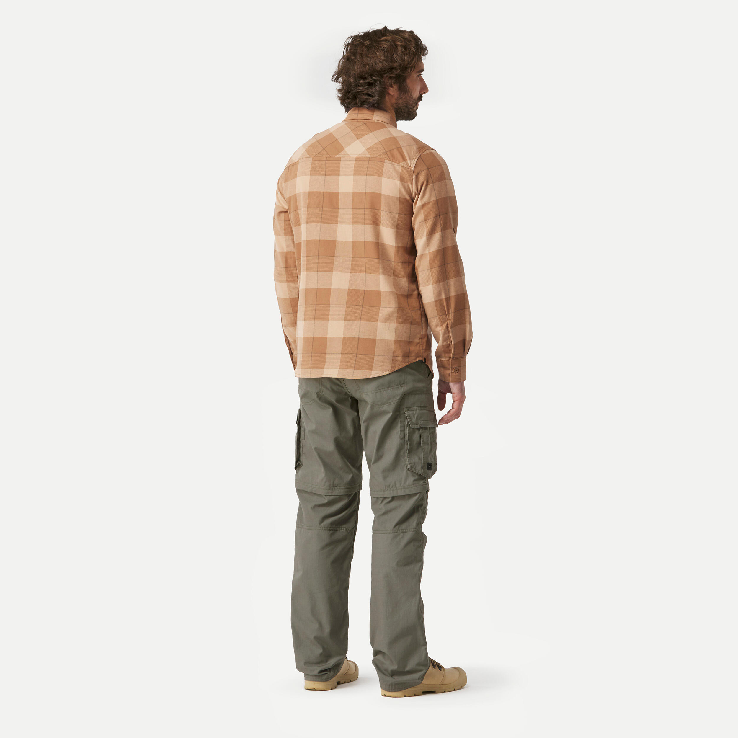 Men Checked Full Sleeve Light Flannel Shirt Brown - Travel 500