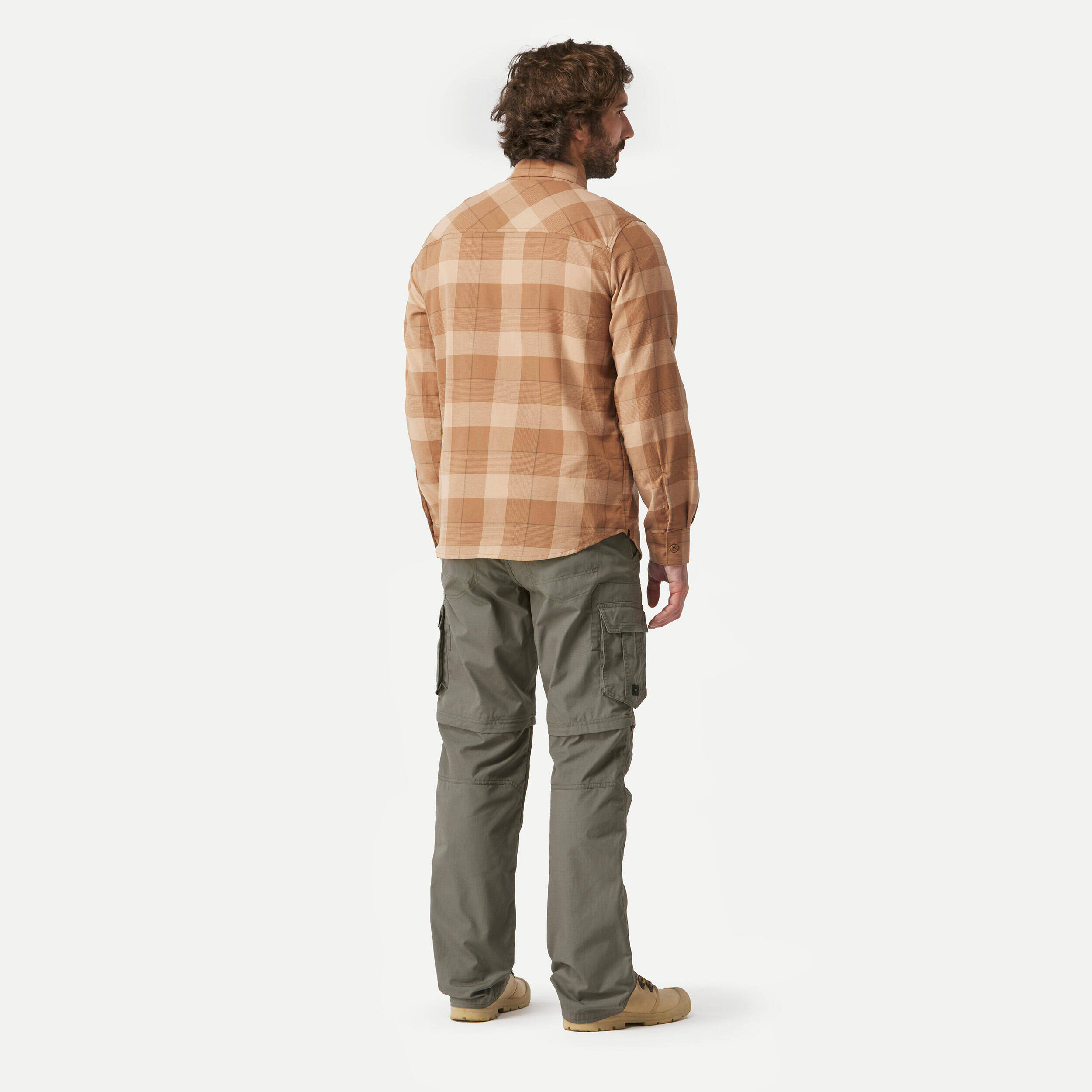 Men Checked Full Sleeve Light Flannel Shirt Brown - Travel 500 -  3