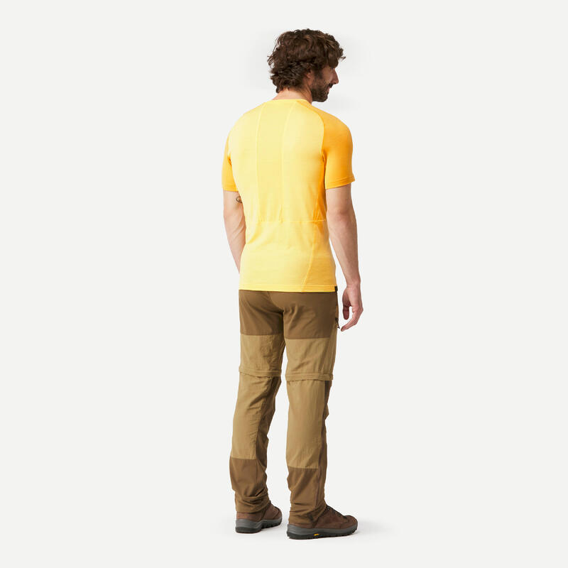 T-shirt de trek manches courtes en laine mérinos - Homme - MT500