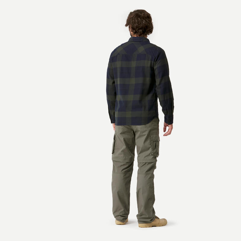 Camisa de trekking viagem - TRAVEL500 WARM verde homem