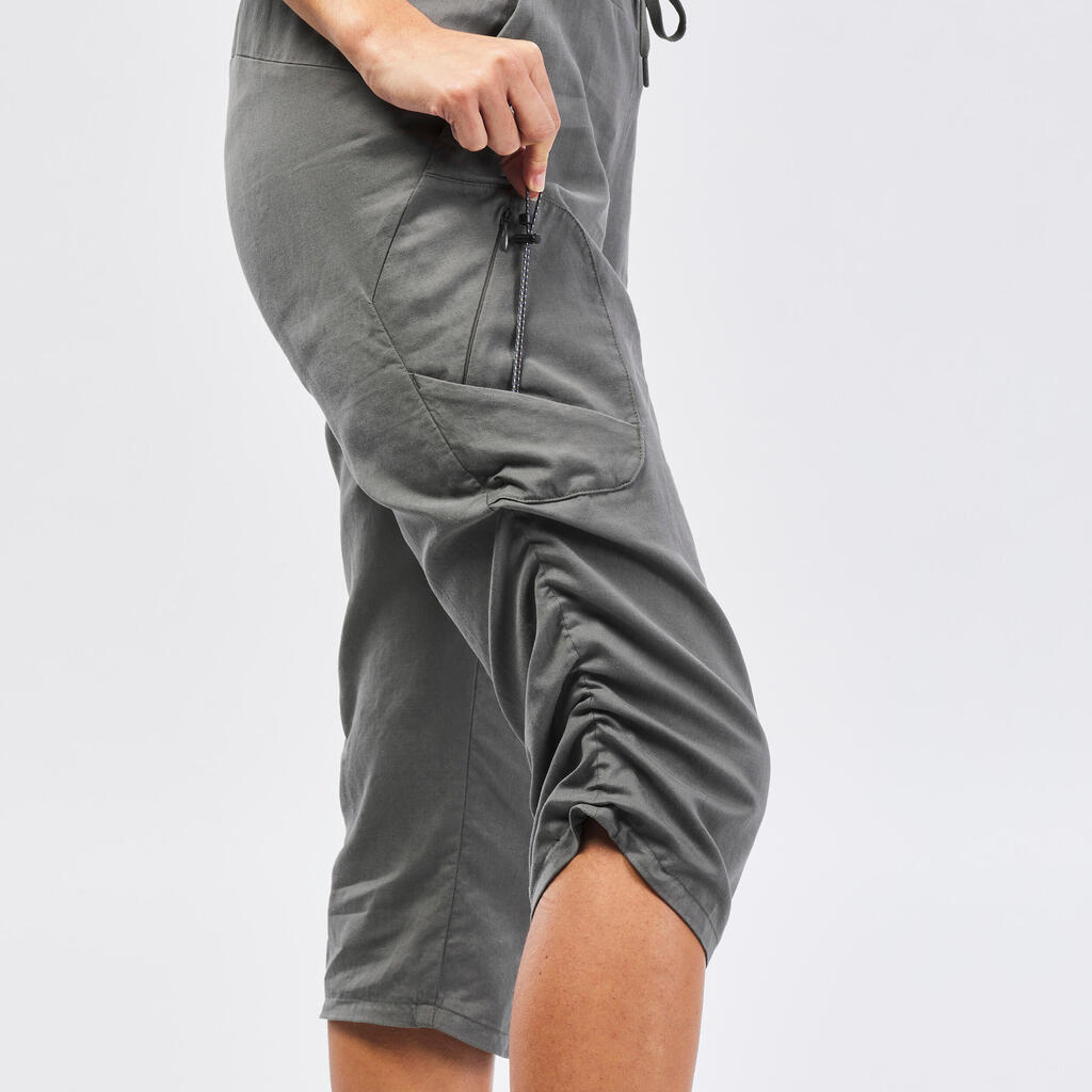 ŽENSKE KAPRI PANTALONE ZA PLANINARENJE NH500 - ZELENE