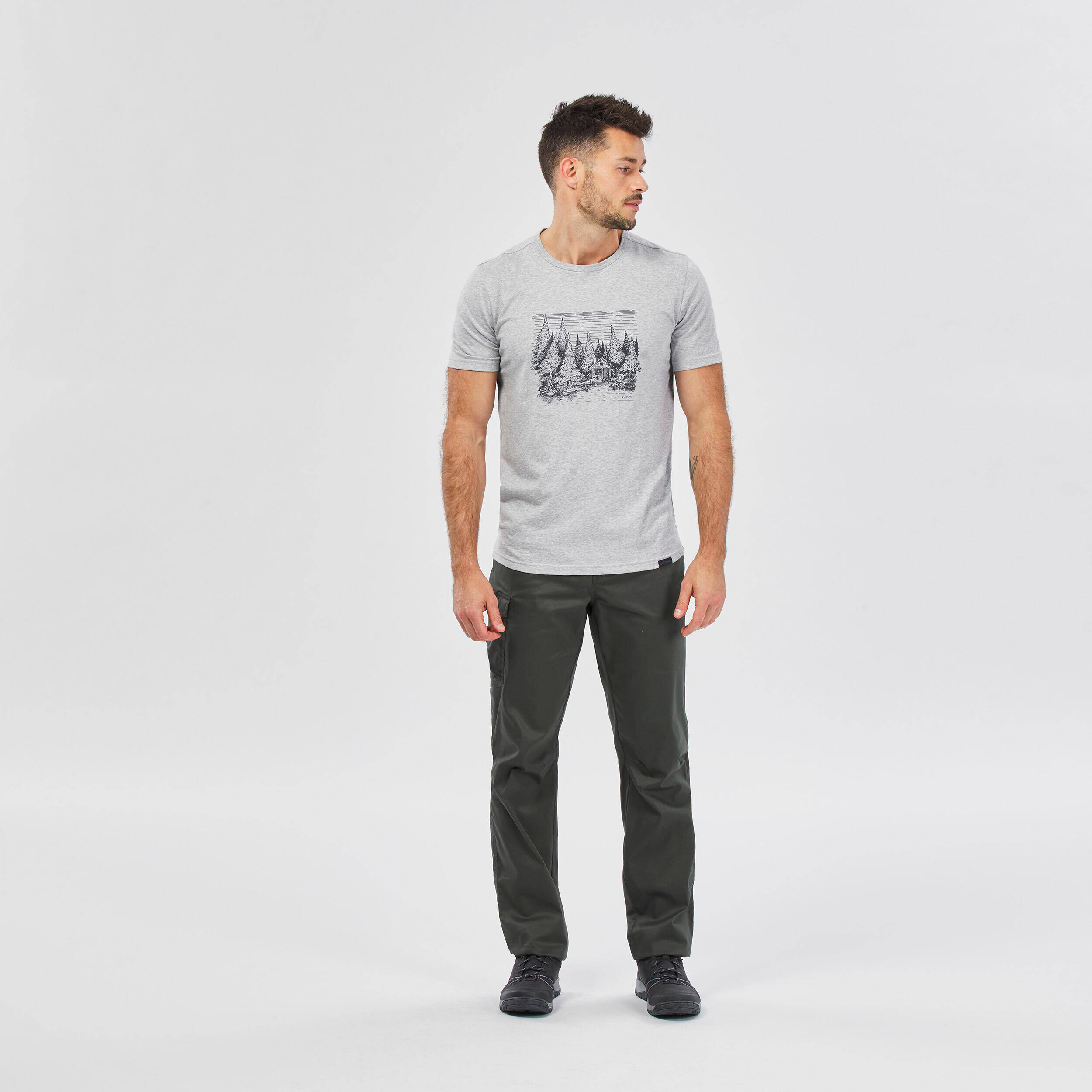 Men Hiking Breathable T-shirt - NH100 Grey -  2