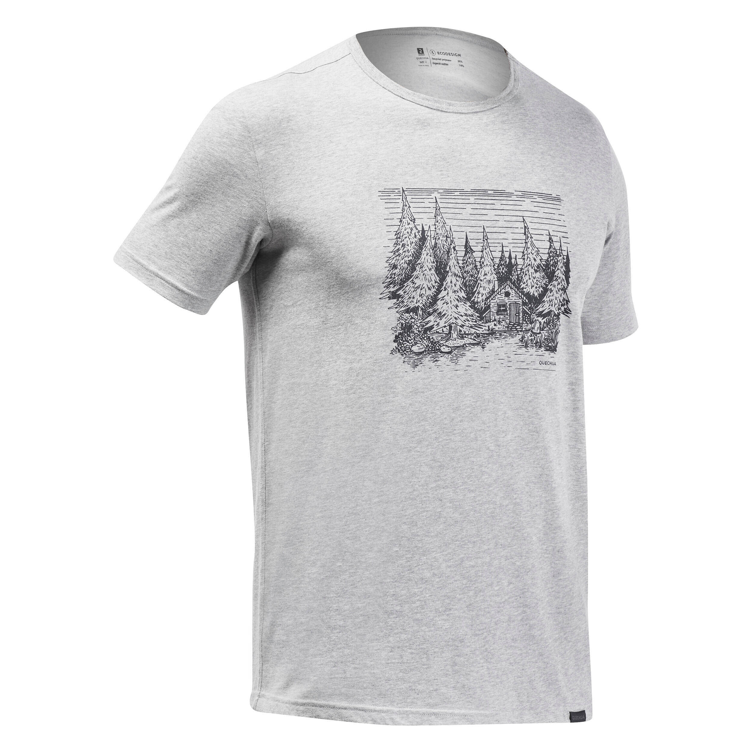 Men Hiking Breathable T-shirt - NH100 Grey -  5