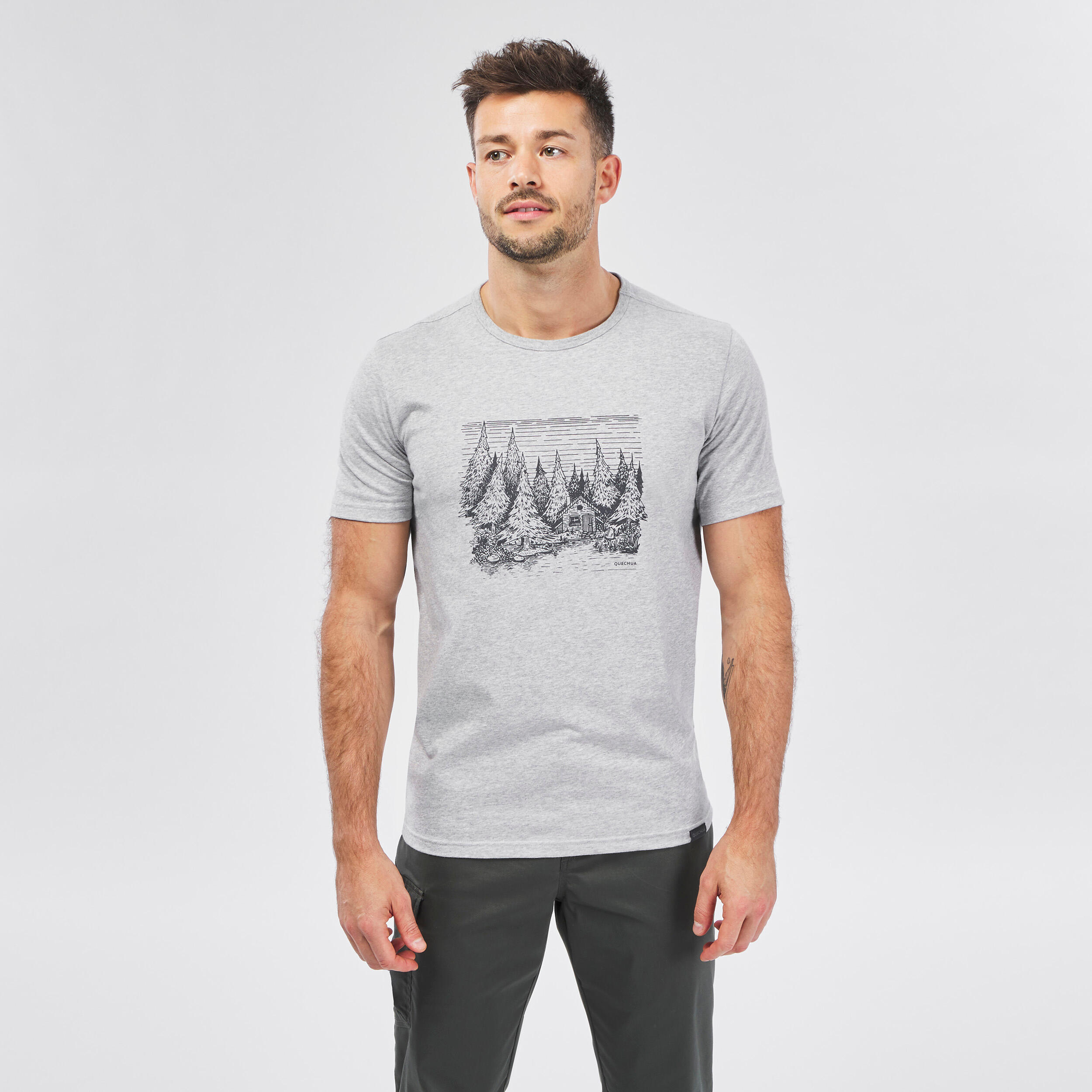quechua Men Hiking Breathable T-shirt - NH100 Grey-picture-30