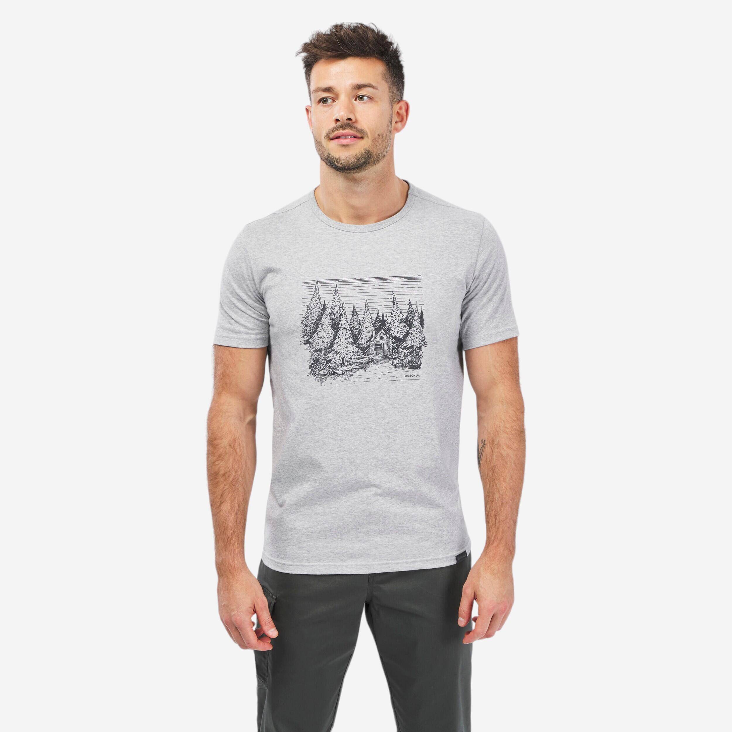 Men Hiking Breathable T-shirt - NH100 Grey -  1