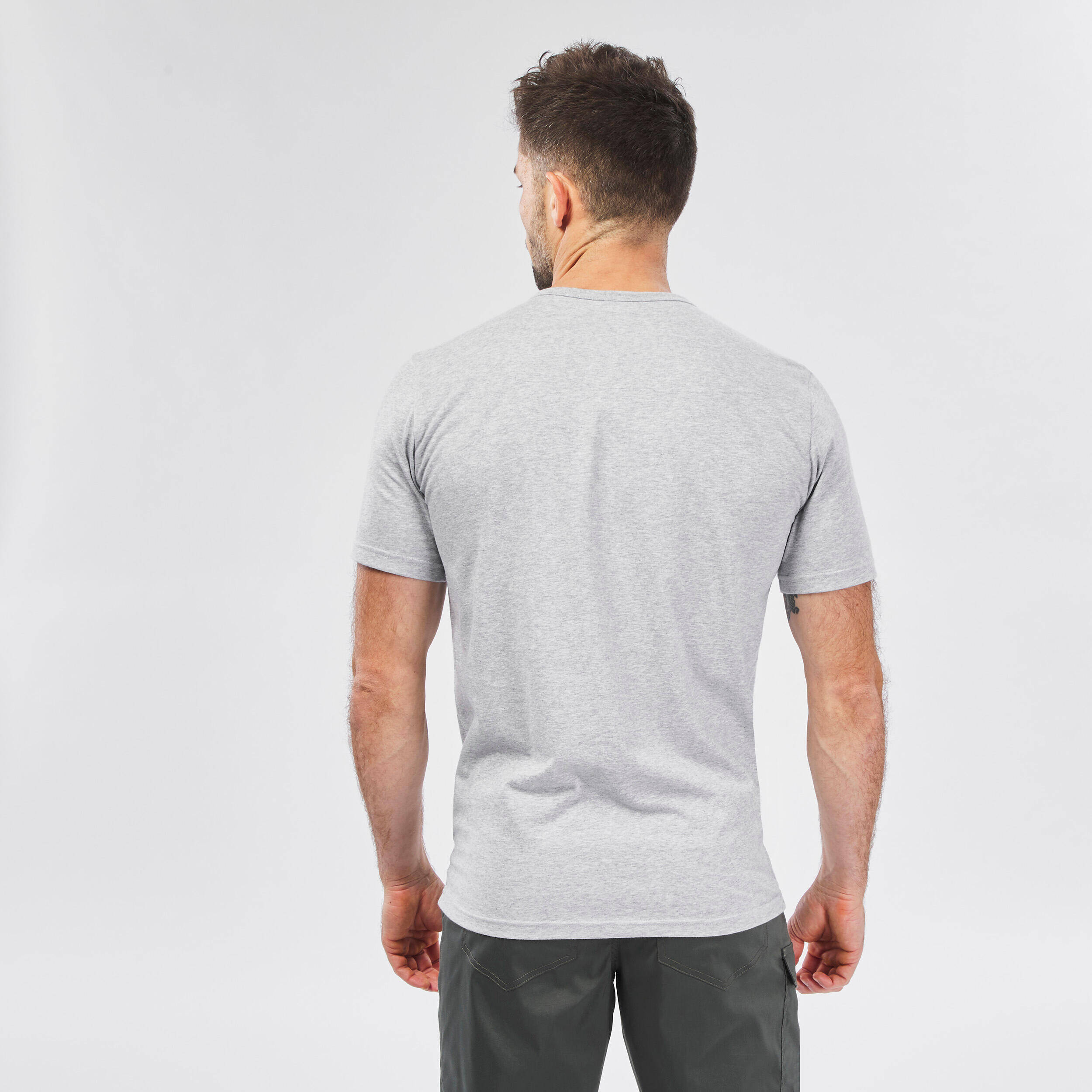 Men Hiking Breathable T-shirt - NH100 Grey -  4