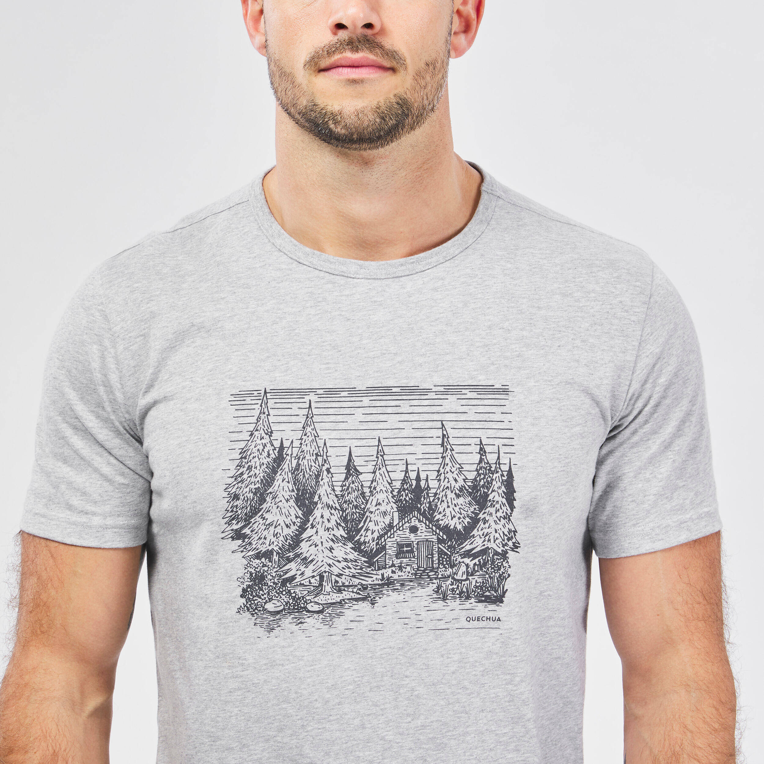 Men Hiking Breathable T-shirt - NH100 Grey -  3