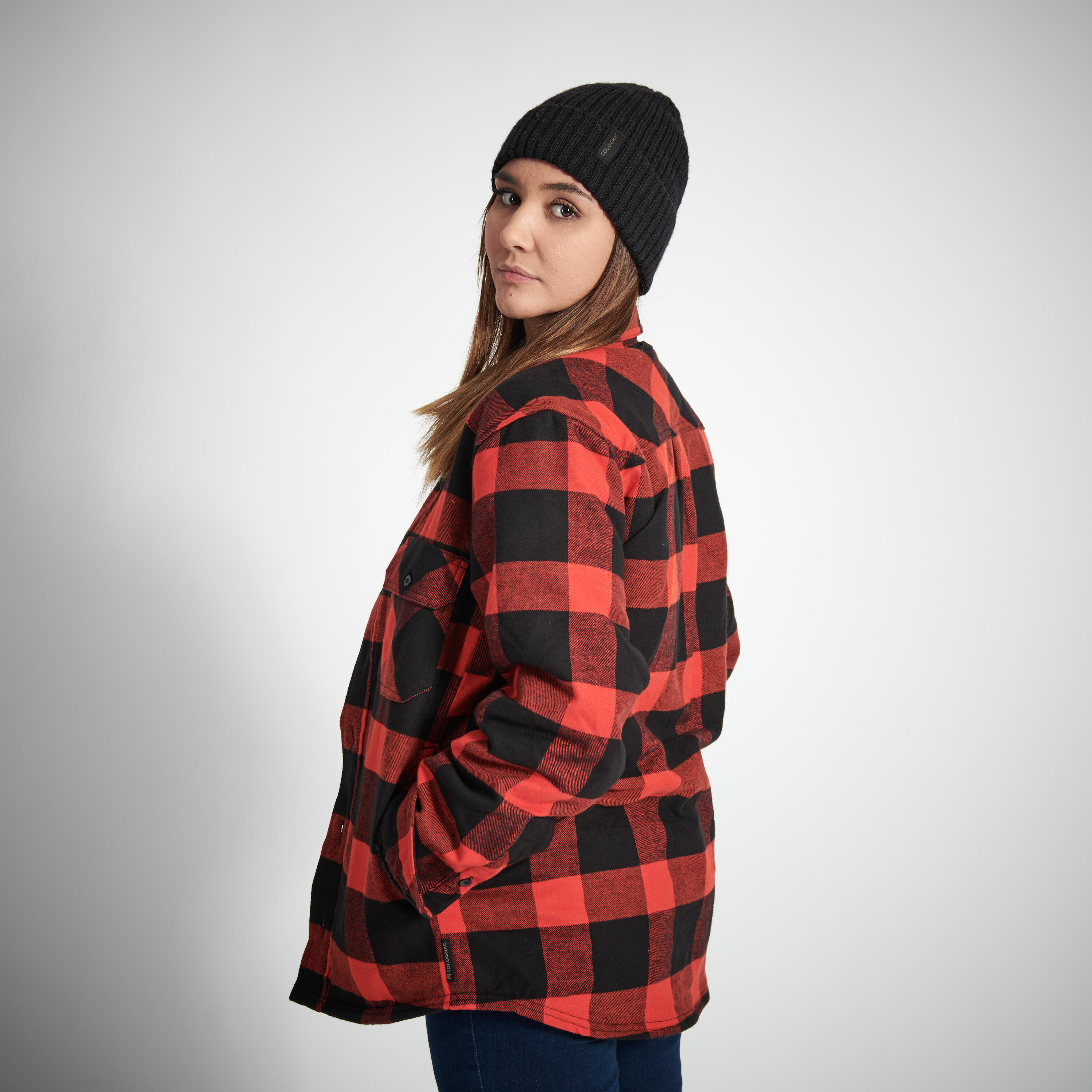Warm shirt Sherpa Jacket - 500 Red - SOLOGNAC