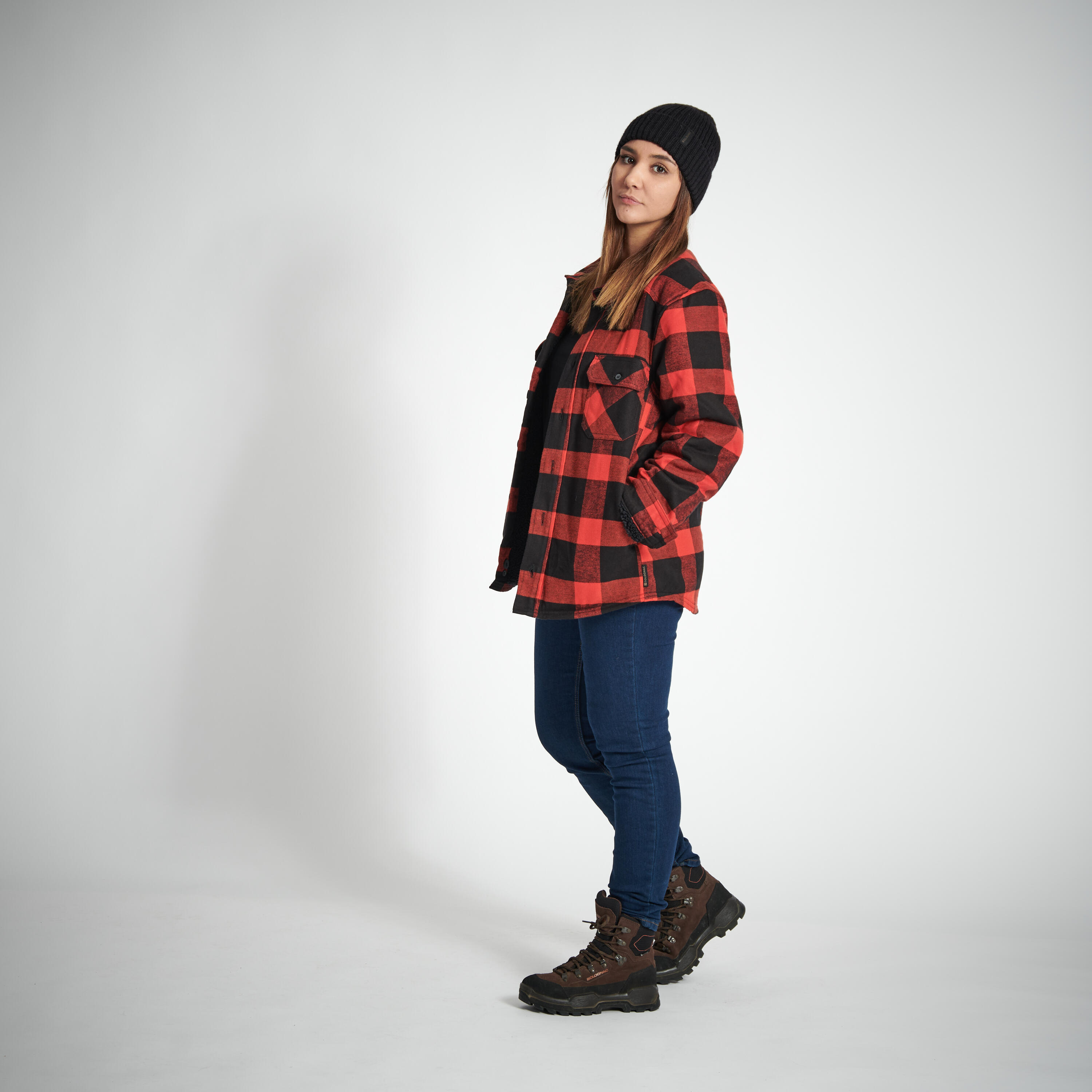 Warm shirt Sherpa Jacket - 500 Red - SOLOGNAC