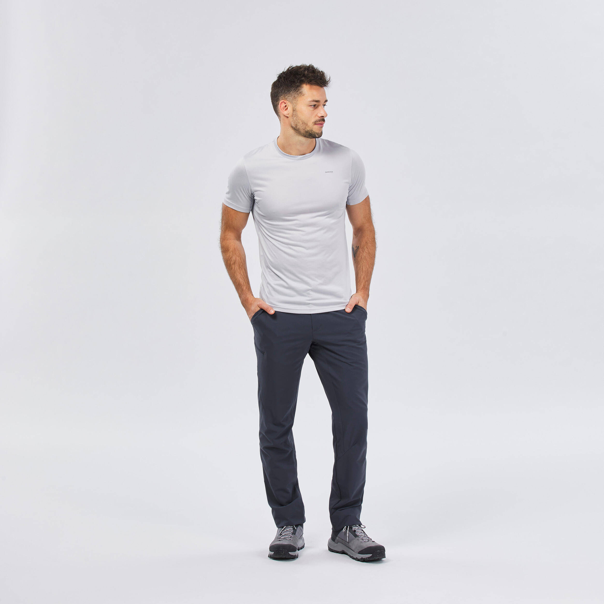 Men Lightweight Dry Fit Pants Grey - MH100 -  3