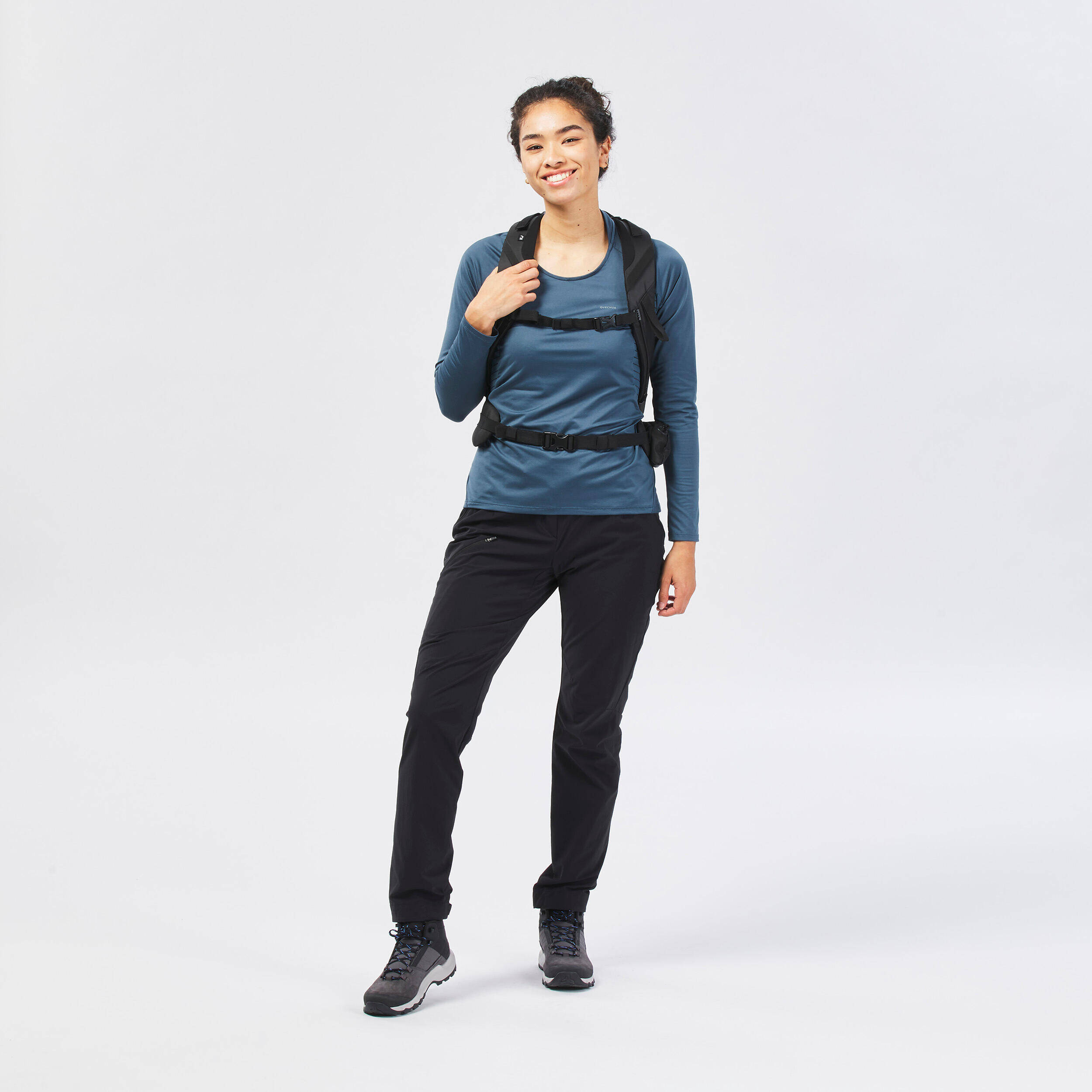 Women’s Hiking Trousers, MH500 - Black -  2