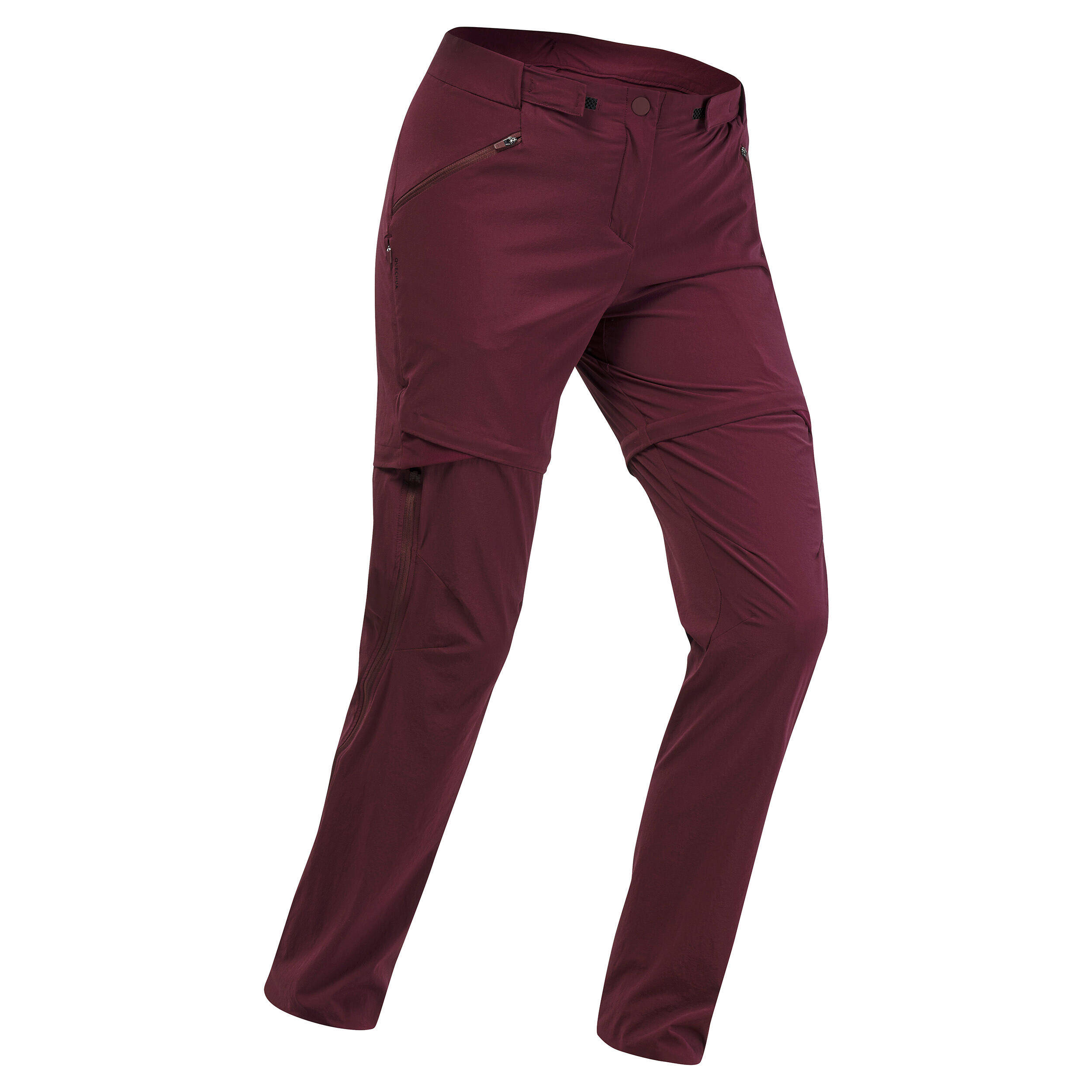 Women Zip-Off Stretchable Dry Fit Pant Bordeaux - MT550 -  3