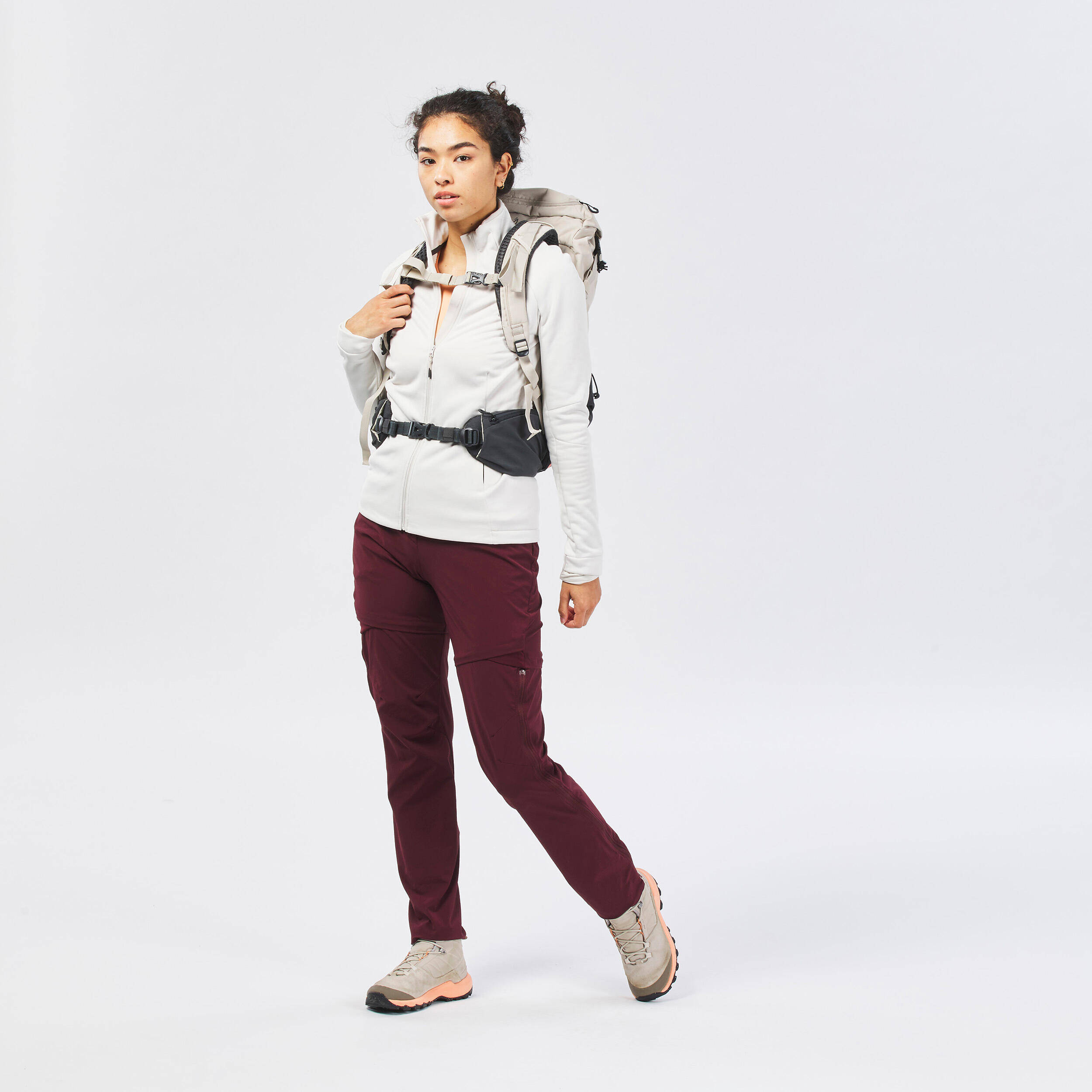 Women Zip-Off Stretchable Dry Fit Pant Bordeaux - MT550 -  4