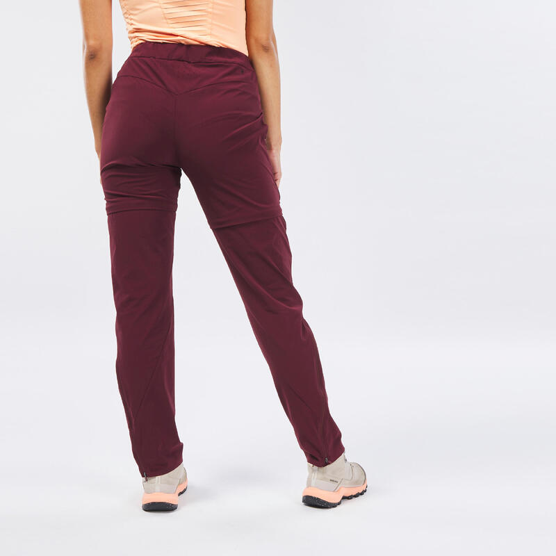 Pantalon Modulabil Drumeție la Munte MH550 Bordo Damă