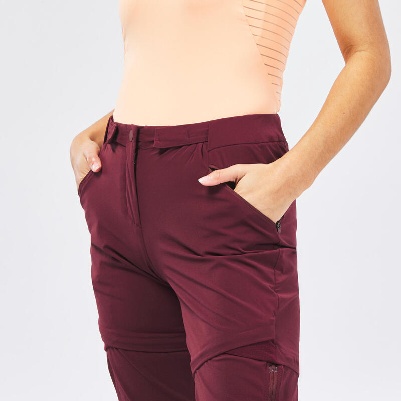 Zip-Off-Hose Damen Bergwandern - MH550 bordeaux 