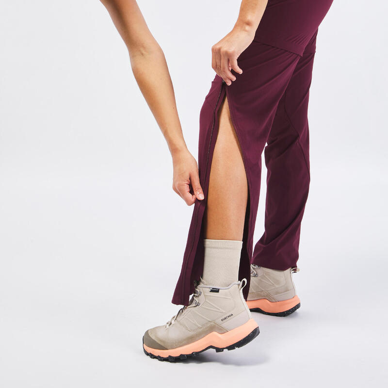 Afritsbroek voor bergwandelen voor dames MH550 bordeaux