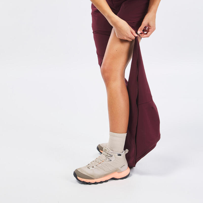 Afritsbroek voor bergwandelen voor dames MH550 bordeaux