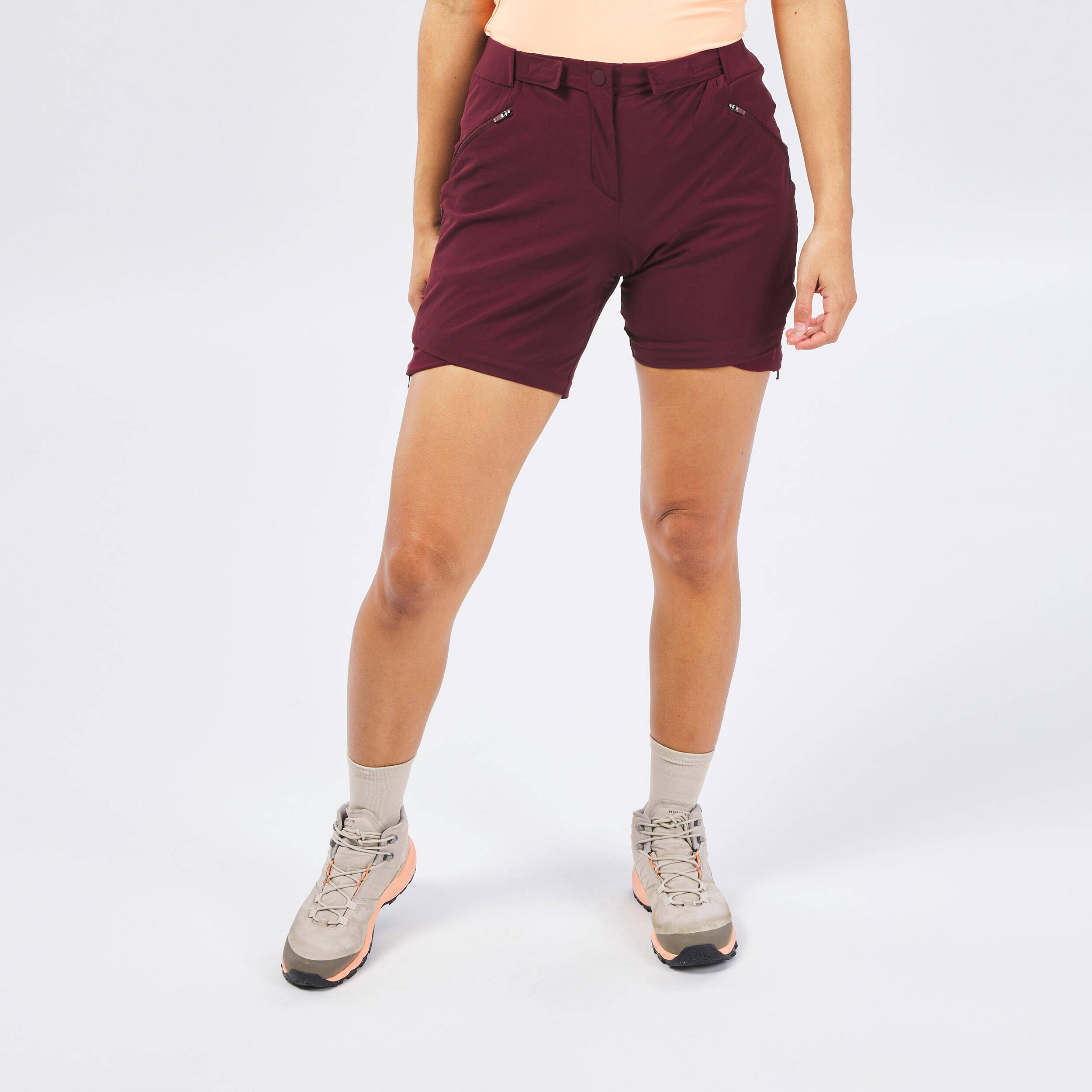 Women Zip-Off Stretchable Dry Fit Pant Bordeaux - MT550 -  5