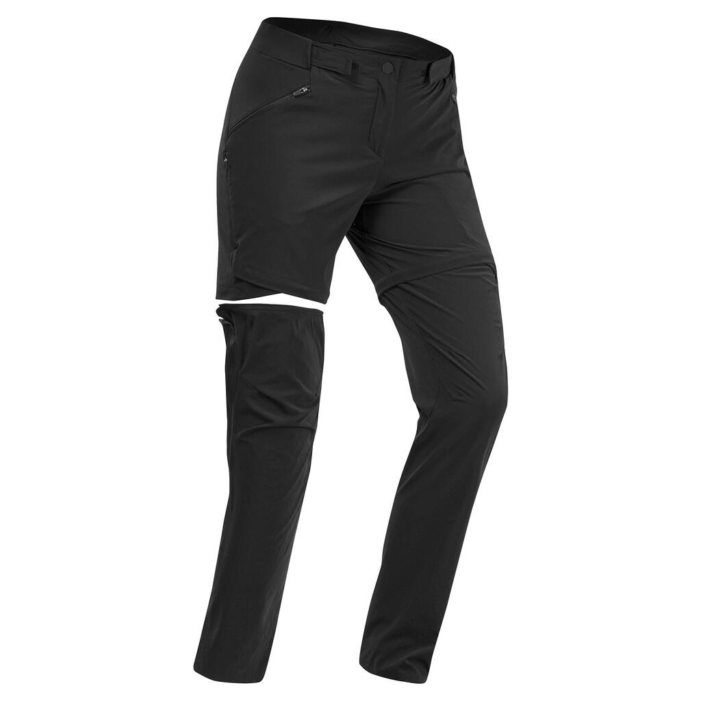 Pantalon modulable de randonnée montagne - mh550 - noir- femme