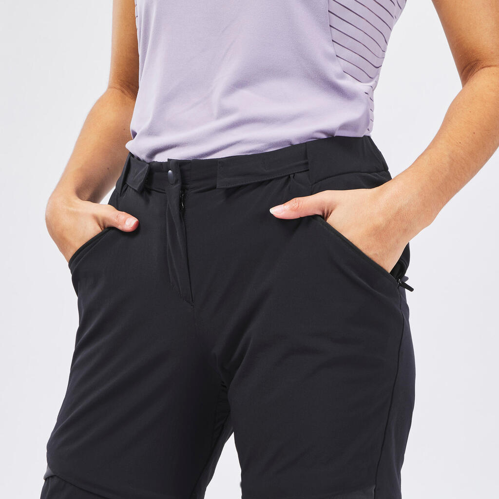 PANTALÓN TRANSFORMABLE SENDERISMO MUJER MH550 NEGRO