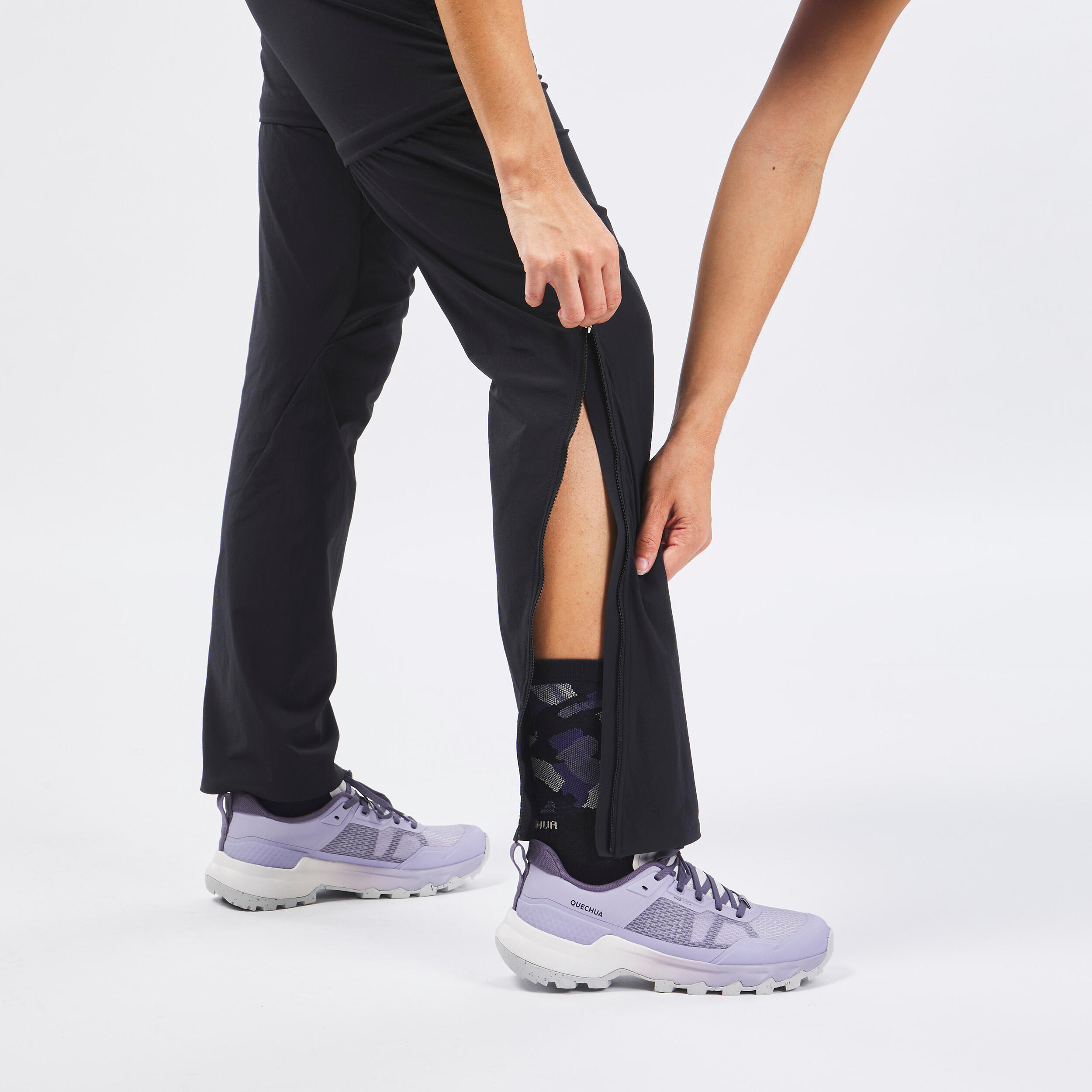 Women’s Convertible Hiking Pants - MH 550 Black - QUECHUA