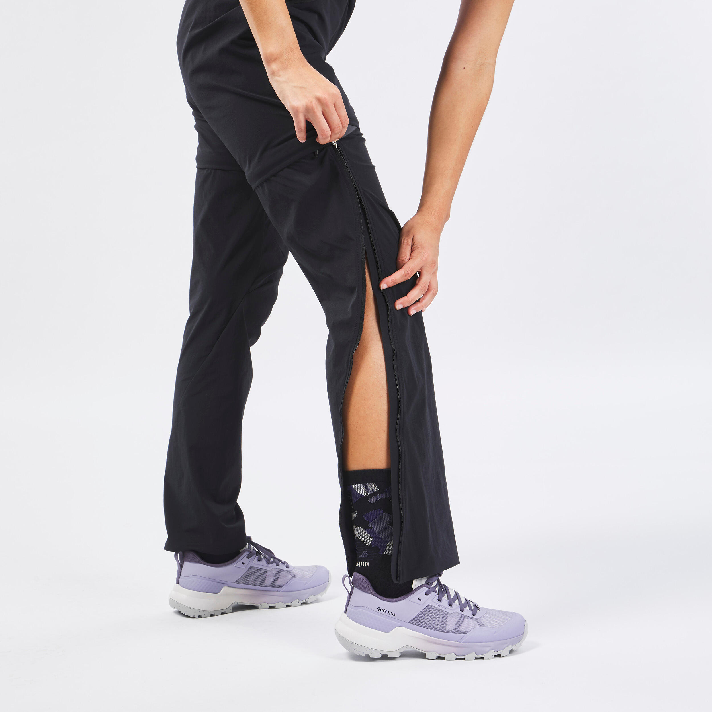 Women’s Convertible Hiking Pants - MH 550 Black - QUECHUA