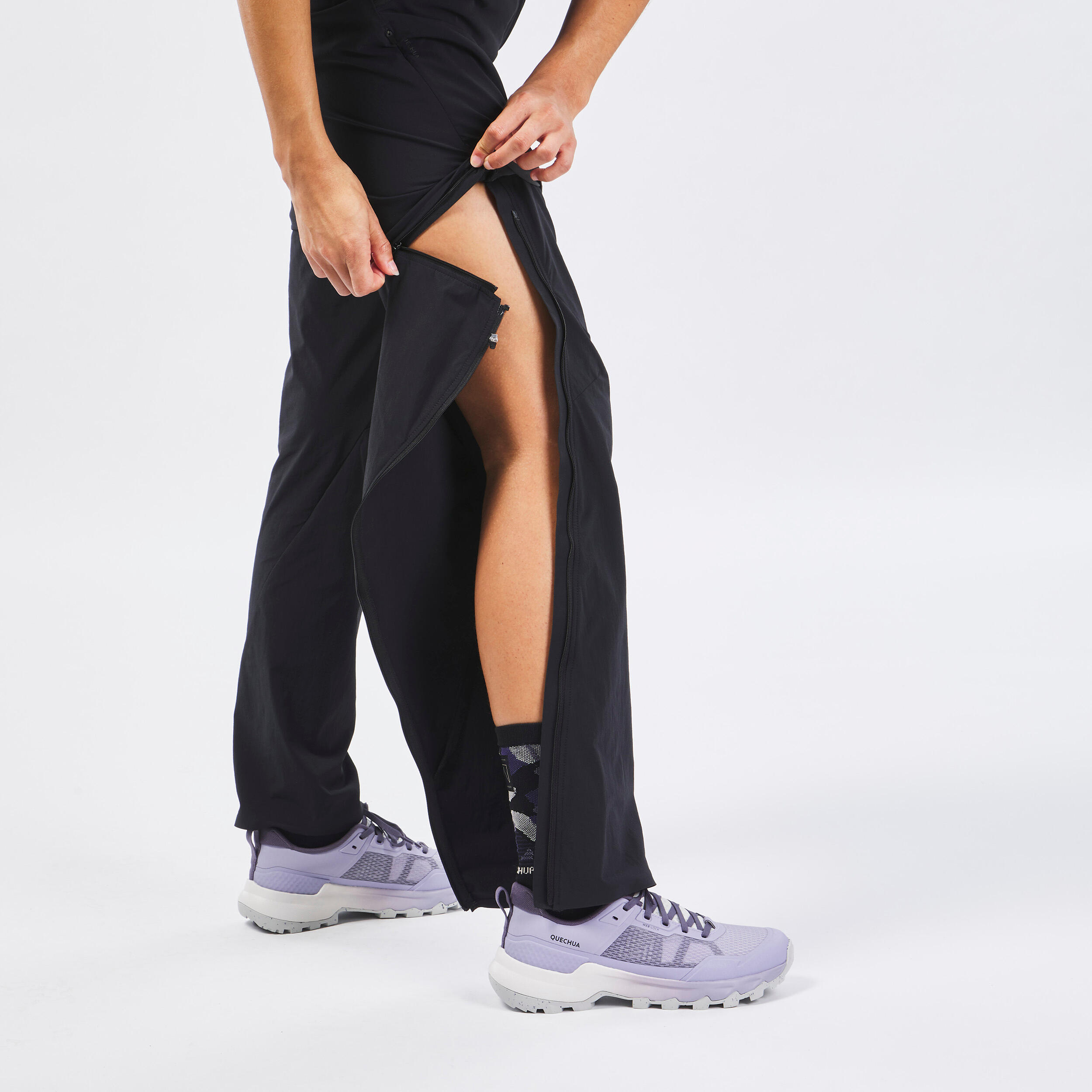 Women’s Convertible Hiking Pants - MH 550 Black - QUECHUA