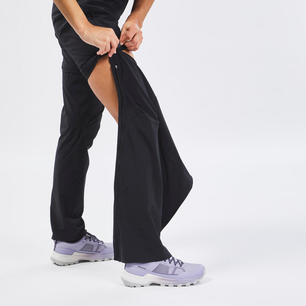 PANTALÓN TRANSFORMABLE SENDERISMO MUJER MH550 NEGRO