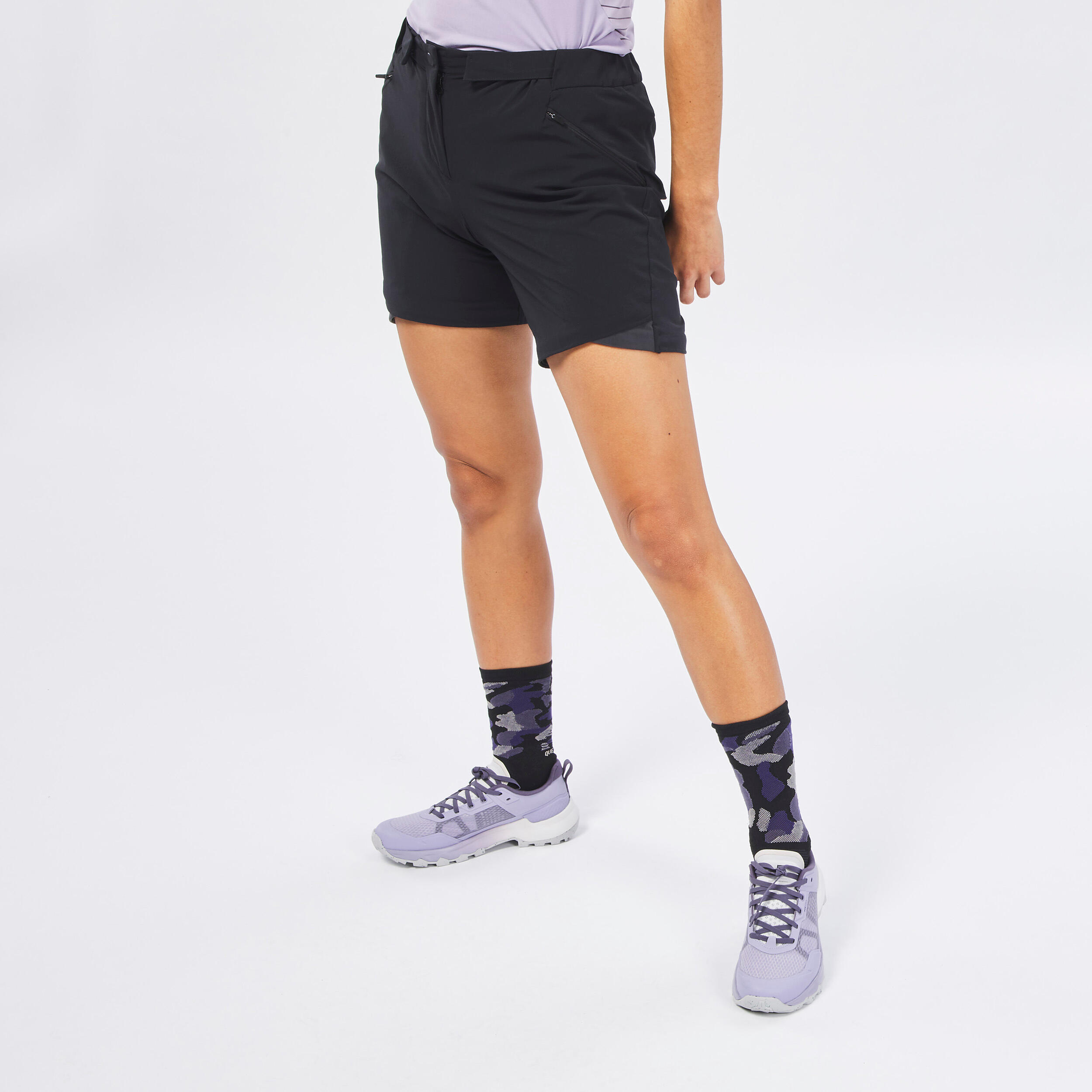 Women’s Convertible Hiking Pants - MH 550 Black - QUECHUA
