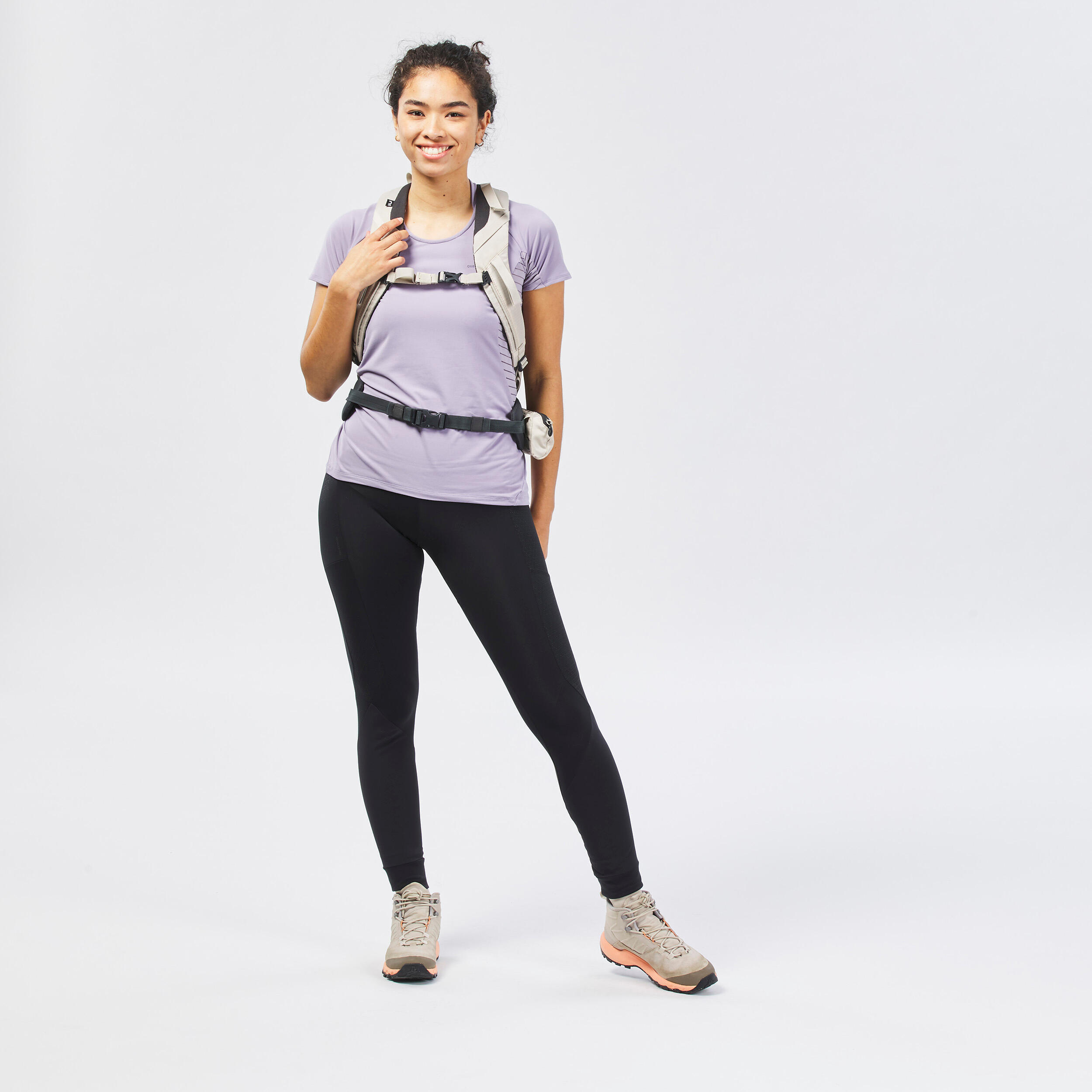 Women's Mountain Walking Short-sleeved T-shirt MH500 - Purple 2/6