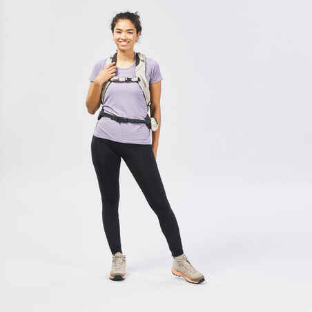 Γυναικείο κοντομάνικο T-Shirt MH500 για πεζοπορία στα βουνά - Μοβ