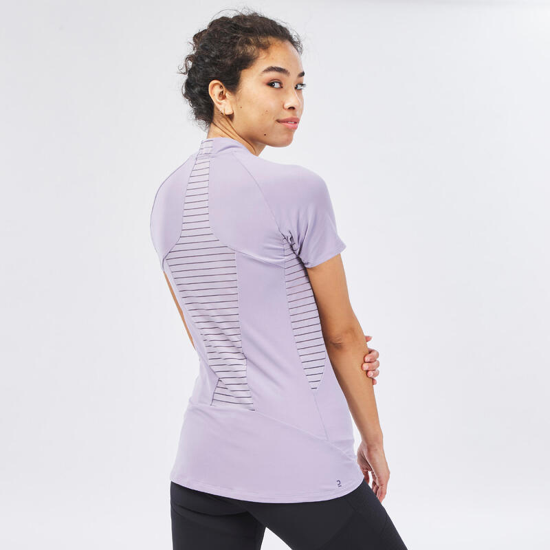 T-shirt manches courtes de randonnée montagne - MH500 - violet - Femme