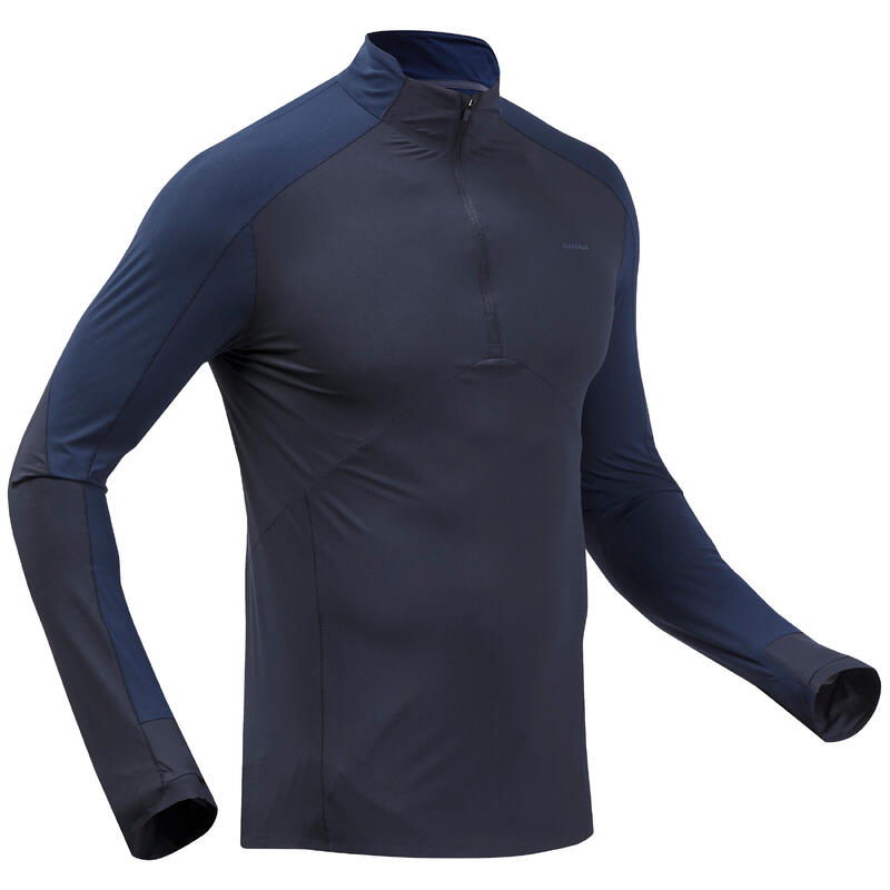 T-shirt trekking uomo MH550 ANTI-UV azzurra