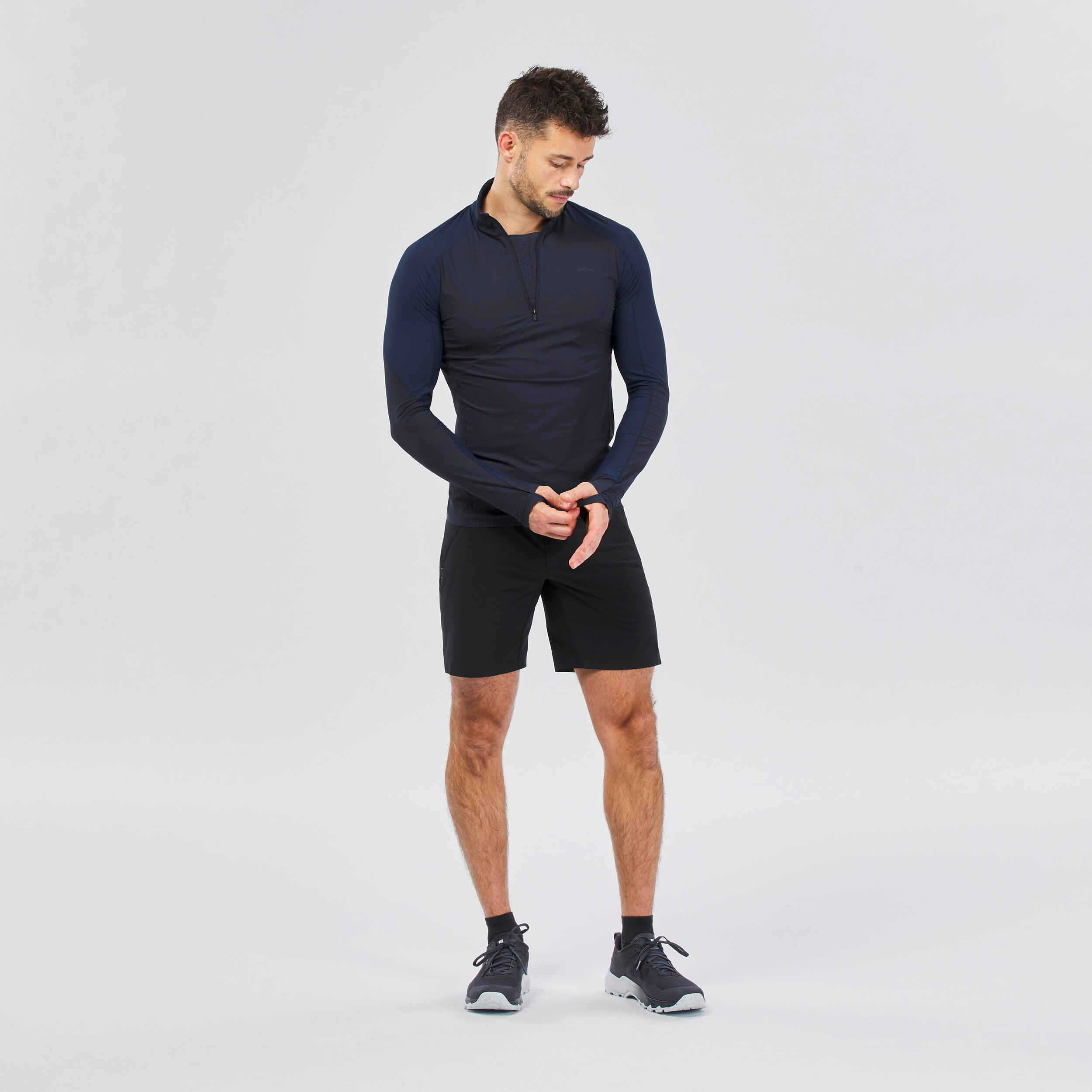 Camiseta monta a y trekking anti UV 1 2 cremallera Hombre Quechua
