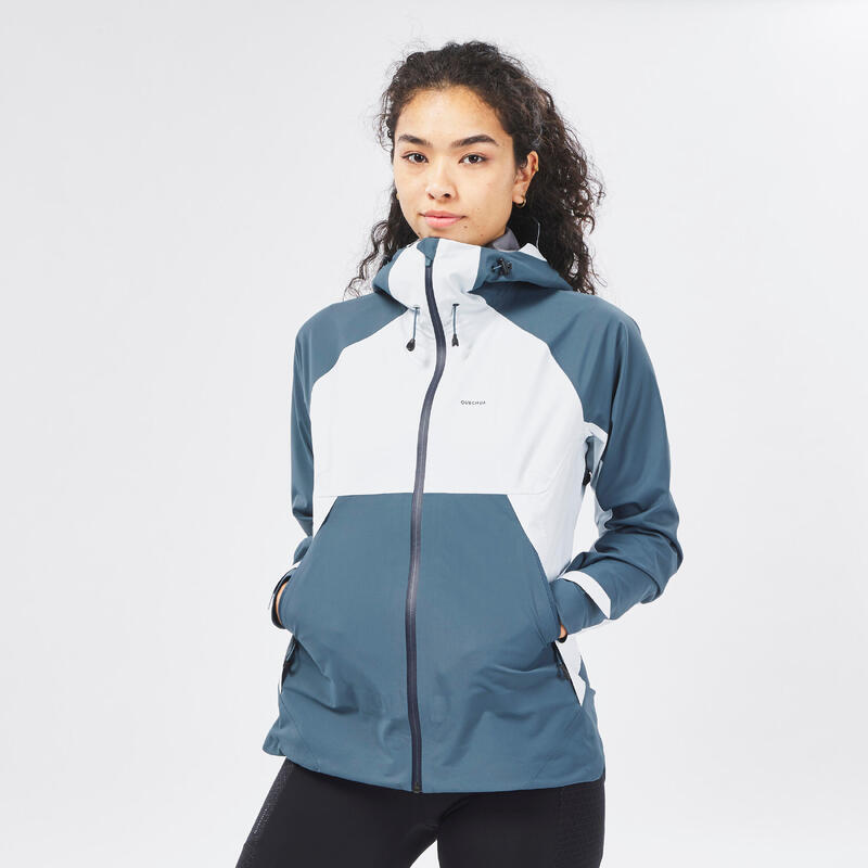 Veste imperméable de randonnée montagne - MH500 gris bleu - Femme