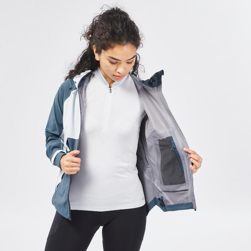 Veste imperméable de randonnée montagne - MH500 gris bleu - Femme