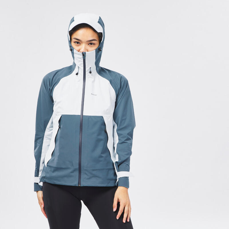 Veste imperméable de randonnée montagne - MH500 gris bleu - Femme