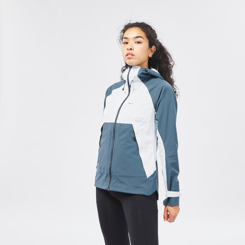 Veste imperméable de randonnée montagne - MH500 gris bleu - Femme