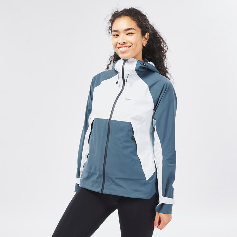 Veste imperméable de randonnée montagne - MH500 gris bleu - Femme