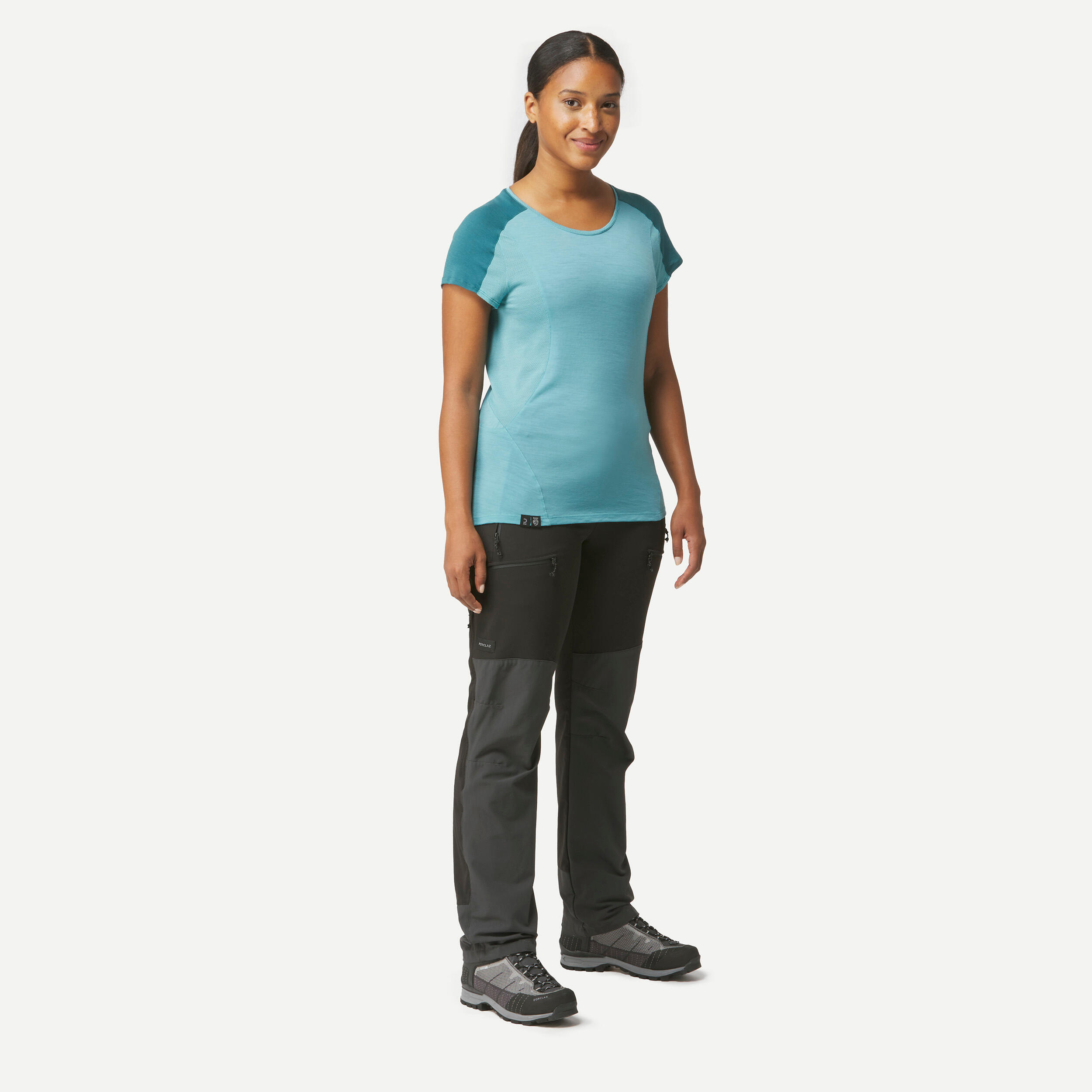 Women’s merino wool short-sleeved trekking T-shirt MT500 6/8