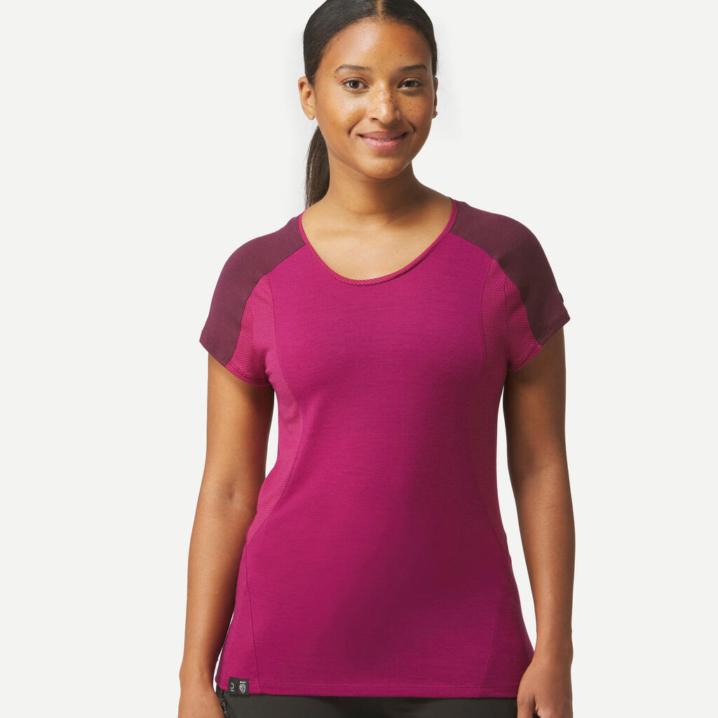 Women’s Merino Wool Short-sleeved Trekking T-Shirt MT500