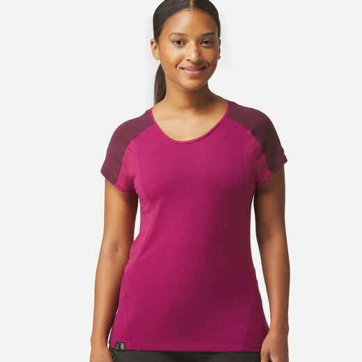 
      Merinoshirt Damen kurzarm Trekking - MT500 violett
  