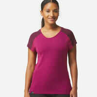 Women’s merino wool short-sleeved trekking T-shirt MT500