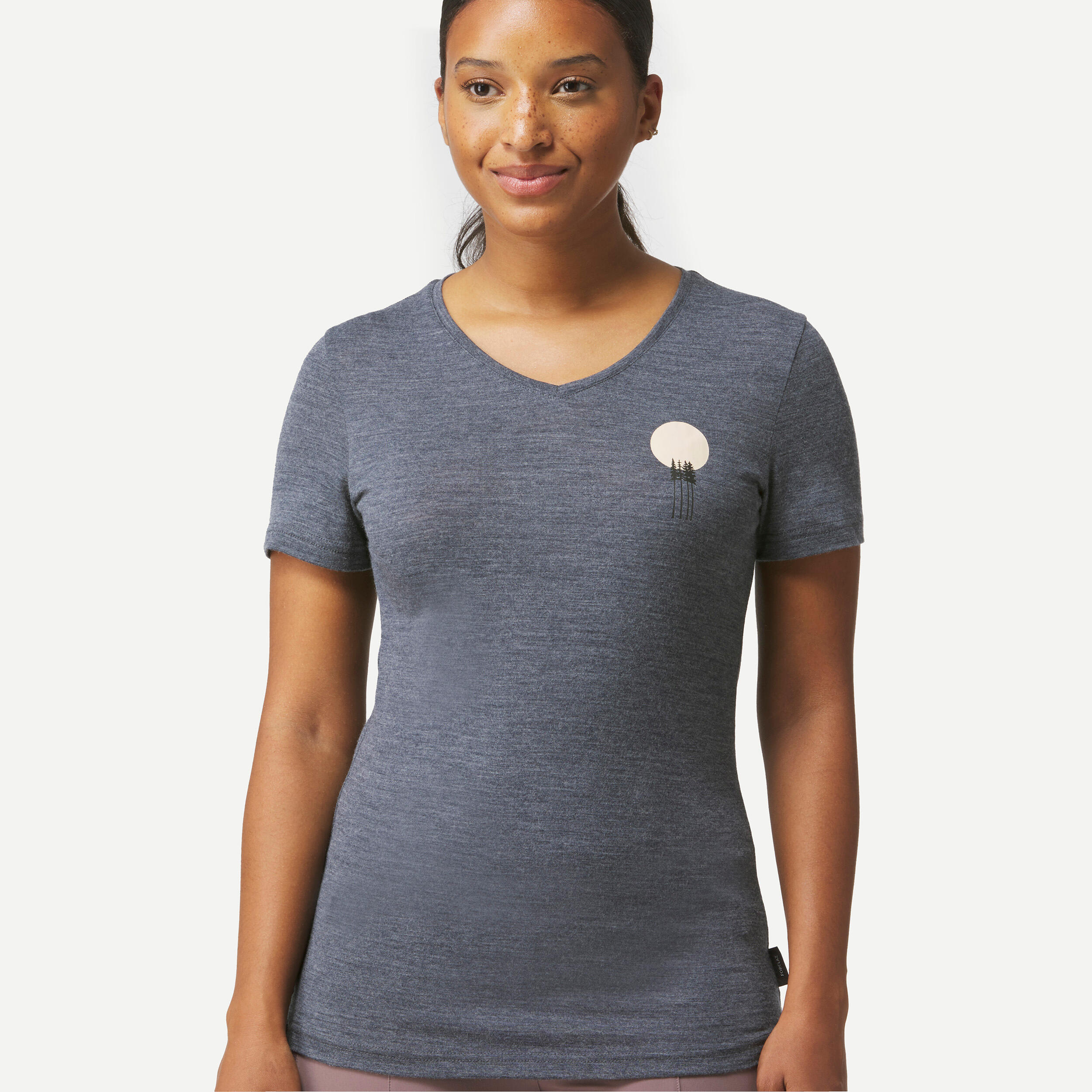 Women's short-sleeved merino wool trek T-shirt - TRAVEL 500