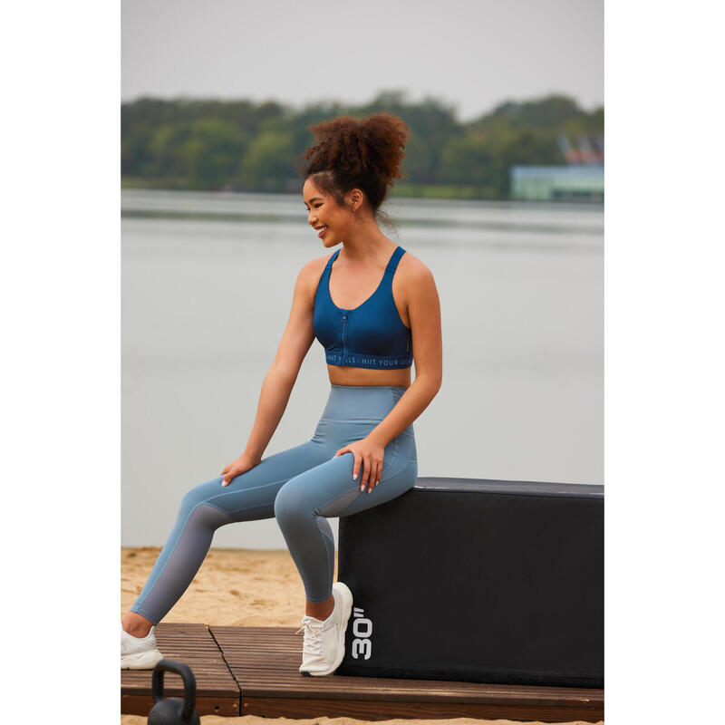 Women's High Support Fitness Zip-Up Sports Bra 920 - Blue