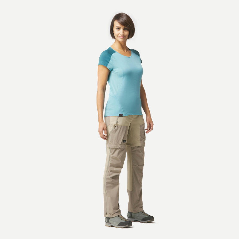 Pantaloni modulabili trekking donna MT500 blu