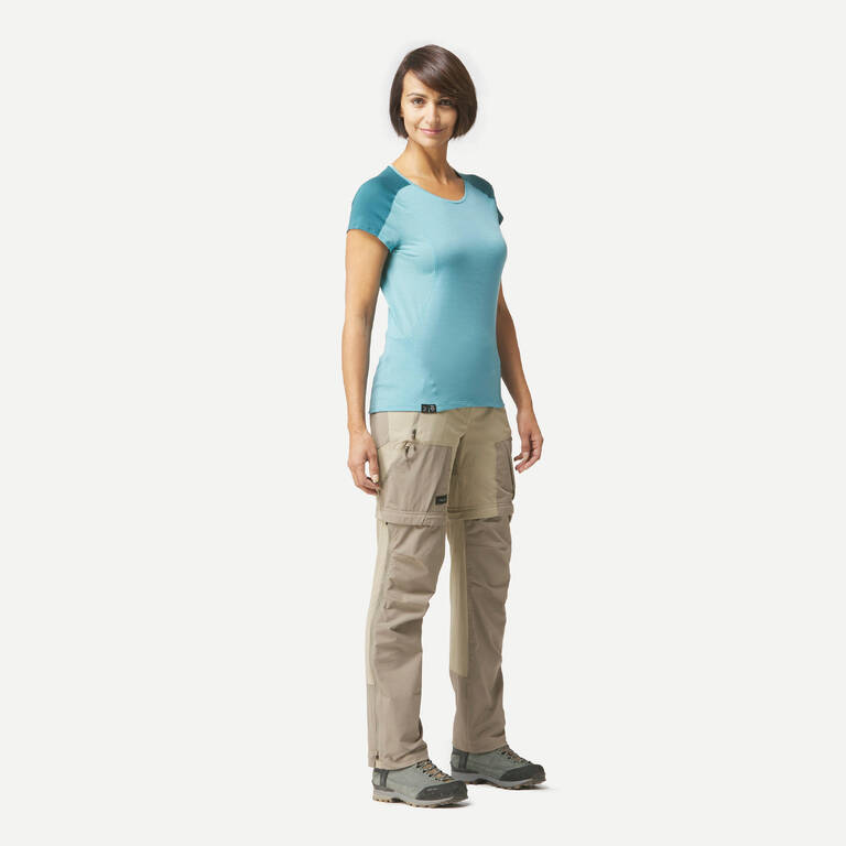 Women Trekking 2-in-1 Zip-Off Trousers MT500 Beige