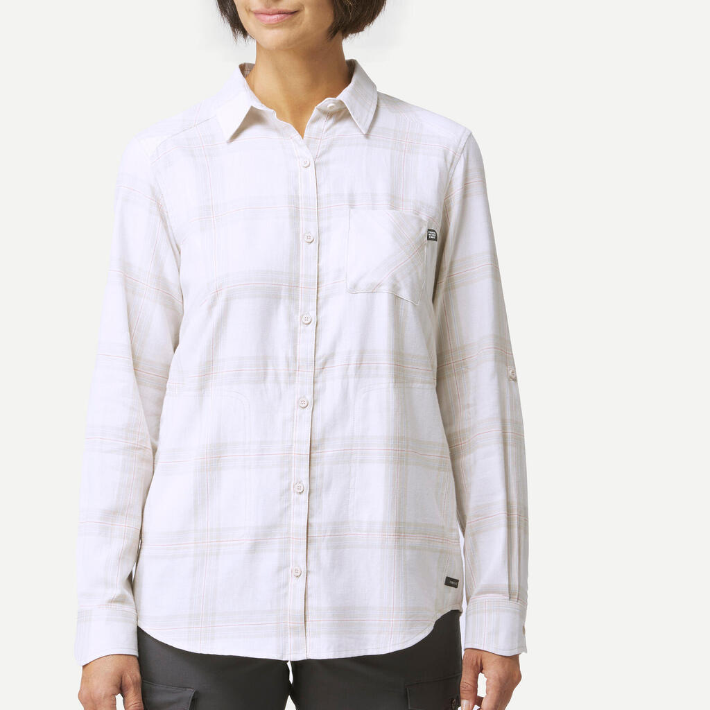 Women’s long-sleeved travel shirt, TRAVEL 100 - Beige